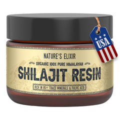 Shilajit Resin 30 Gram Jar 60 Servings Measuring Spoon Pure 100% Himalayan Shilajit Resin - LEIXSTAR