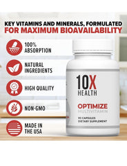 (2 Pack) 10X Health Optimize Methylated Multivitamin 180 Capsules